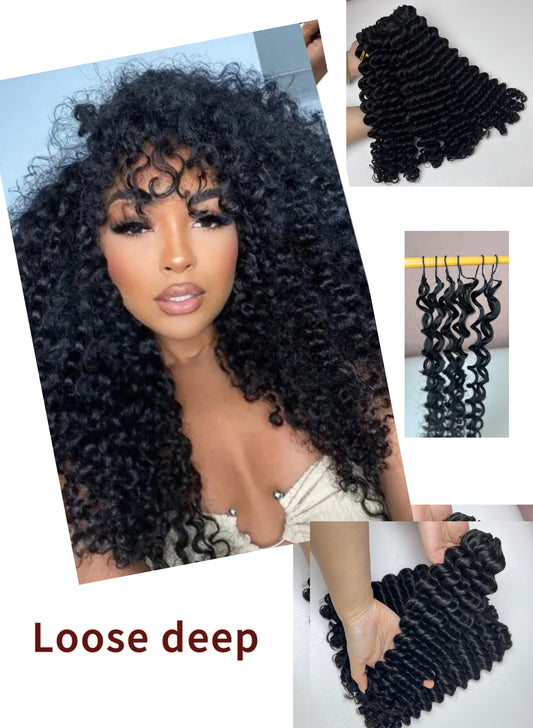 Premium loose Deep BBP Collection 100% Human Hair Crochet (15A Grade) Crafted from high-quality double drawn human hair,this crochet hair is soft, easy use,durable, reusable.