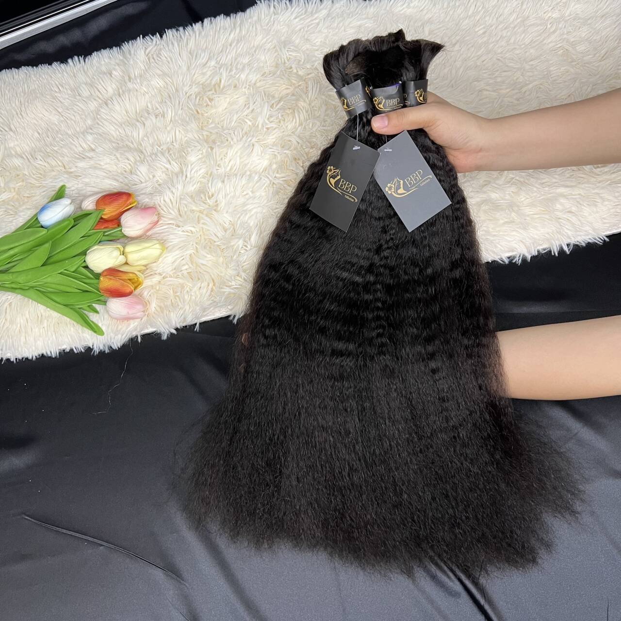 Kinky straight 100% human hair bulk