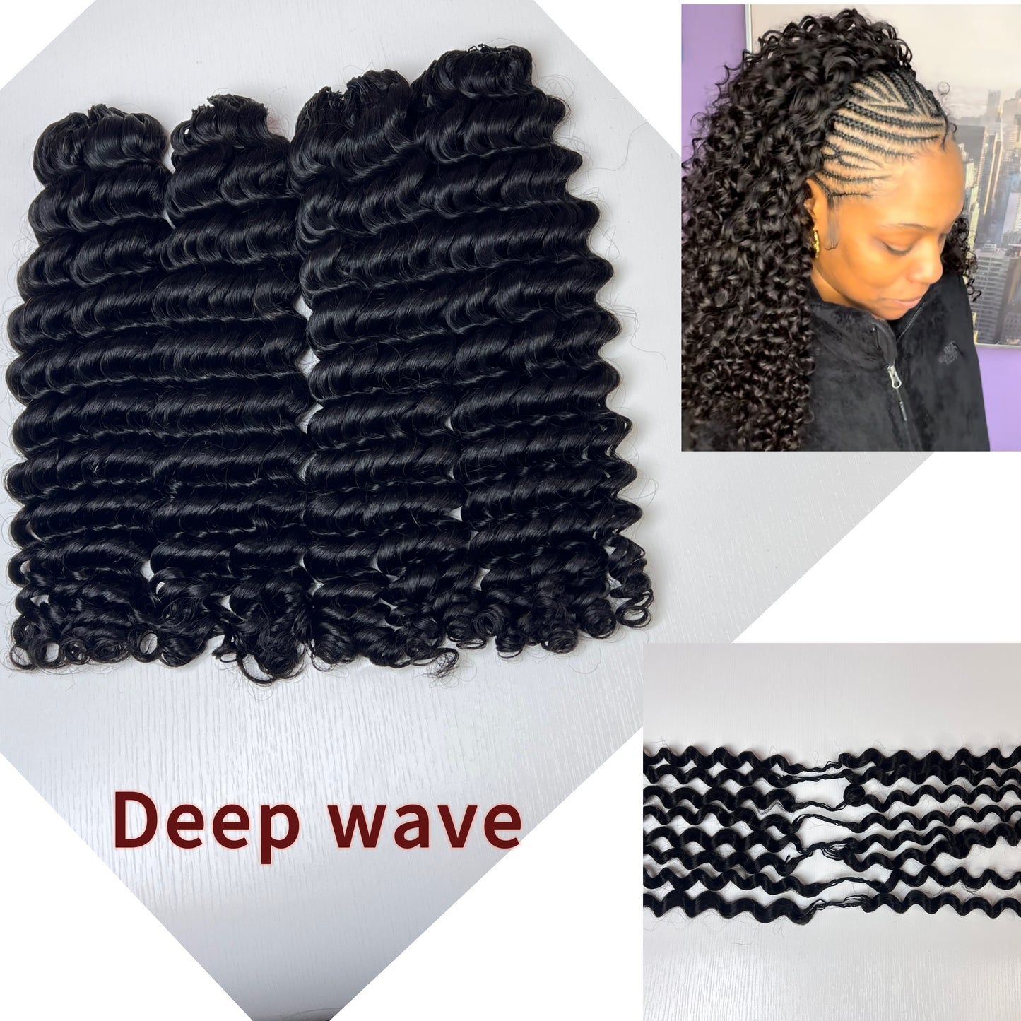 Premium Deep wave  BBP Collection 100% Human Hair Crochet (15A Grade) Crafted from high-quality double drawn human hair,this crochet hair is soft, easy use,durable, reusable.