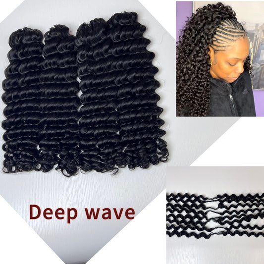 Premium Deep wave  BBP Collection 100% Human Hair Crochet (15A Grade) Crafted from high-quality double drawn human hair,this crochet hair is soft, easy use,durable, reusable.