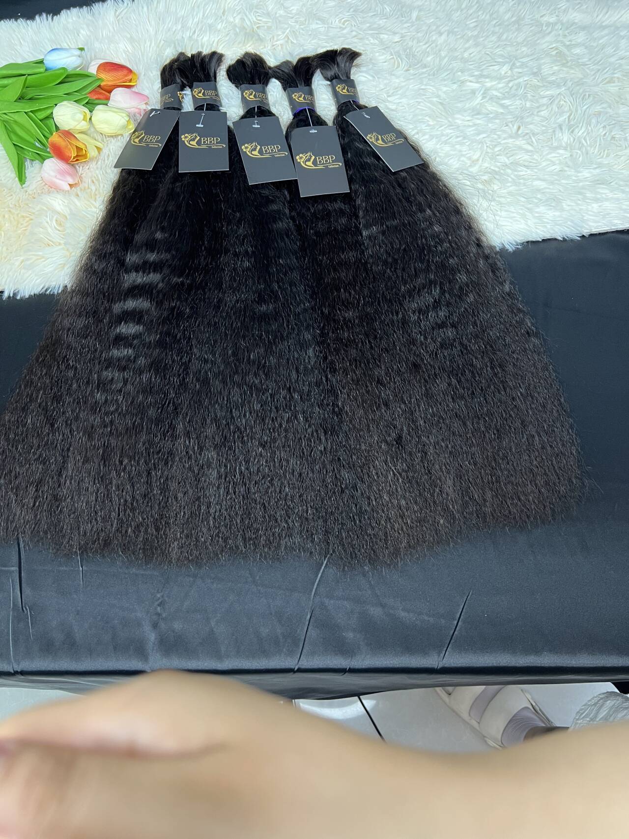 Kinky straight 100% human hair bulk