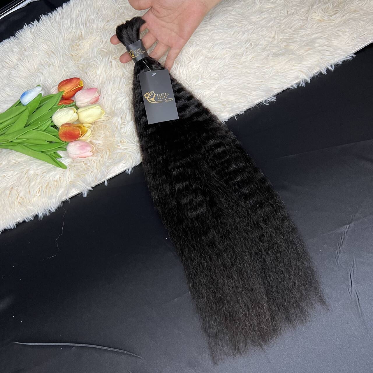 Kinky straight 100% human hair bulk